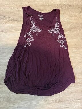 American Eagle Outfitters Plum Floral Embroidered Tank Top